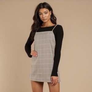Gray Plaid Square Neck Mini Dress - Like new